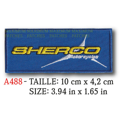MAXIMUMPATCHES - 10 cm x 4,2 cm - Ecusson Patch Brodé Thermocollant - Moto Trial Motocross France Logo Sherco