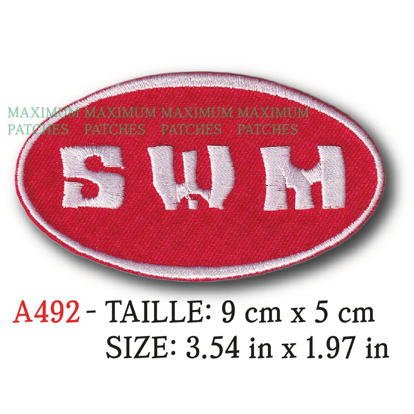 MAXIMUMPATCHES - 9 cm x 5 cm - Ecusson Patch Brodé Thermocollant - Moto Italien Tout Terrain Trial Cross Logo Marque Swm