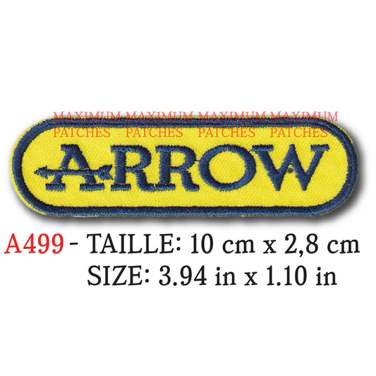 MAXIMUMPATCHES - 10 cm x 2,8 cm - Moto Echappement Ligne Silencieux Pot Marque Logo Arrow