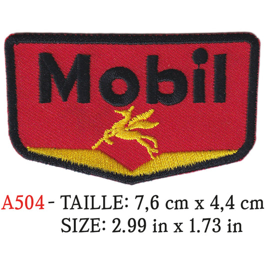 MAXIMUMPATCHES - 7,6 cm x 4,4 cm - Ecusson Patch Brodé Thermocollant - Huile Lubrifiant Additif Station Service Usa Publicité Mobil