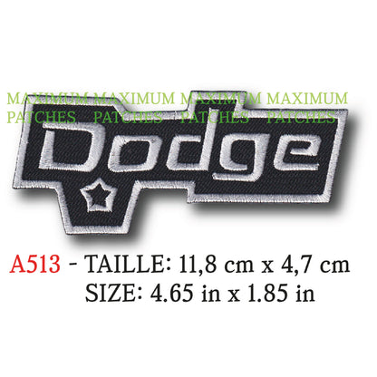 MAXIMUMPATCHES - 11,8 cm x 4,7 cm - Ecusson Patch Brodé Thermocollant - Automobile Usa Marque Logo Vintage Rétro Dodge