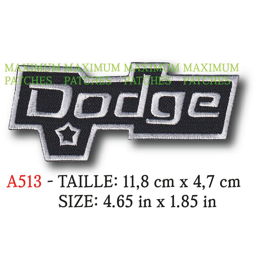 MAXIMUMPATCHES - 11,8 cm x 4,7 cm - Ecusson Patch Brodé Thermocollant - Automobile Usa Marque Logo Vintage Rétro Dodge