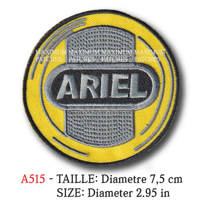 MAXIMUMPATCHES - Diametre 7,5 cm - Ecusson Patch Brodé Thermocollant - Moto Angleterre Uk Marque Logo Publicité Ancienne Ariel
