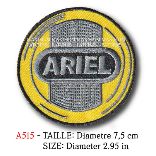 MAXIMUMPATCHES - Diametre 7,5 cm - Ecusson Patch Brodé Thermocollant - Moto Angleterre Uk Marque Logo Publicité Ancienne Ariel