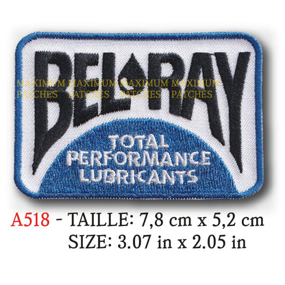 MAXIMUMPATCHES - 7,8 cm x 5,2 cm - Ecusson Patch Brodé Thermocollant - Huile Additif Lubrifiant Automobile Moto Course Compétition Rétro Vintage