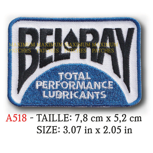 MAXIMUMPATCHES - 7,8 cm x 5,2 cm - Ecusson Patch Brodé Thermocollant - Huile Additif Lubrifiant Automobile Moto Course Compétition Rétro Vintage