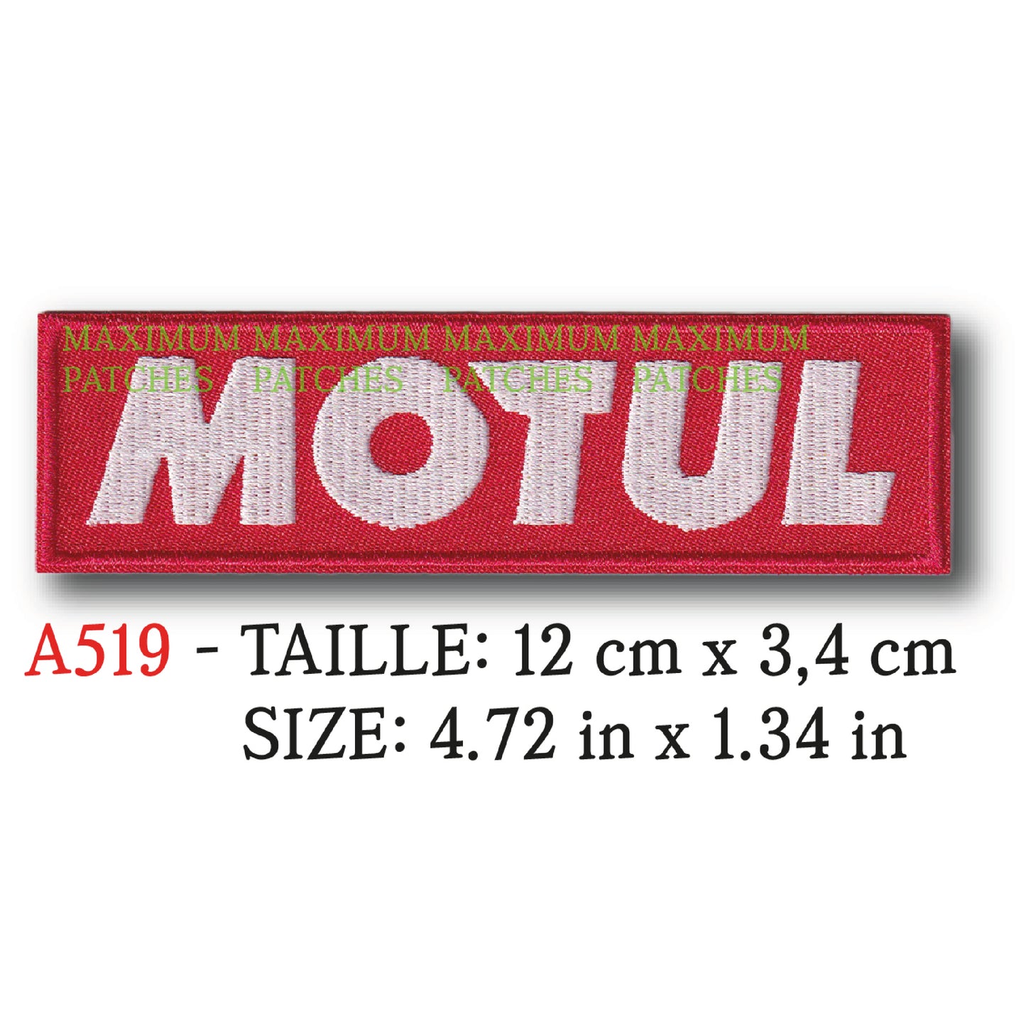 MAXIMUMPATCHES - 12 cm x 3,4 cm - Ecusson Patch Brodé Thermocollant - Huile Lubrifiant Additif Course Compétition Publicité Ancienne Rétro Vintage