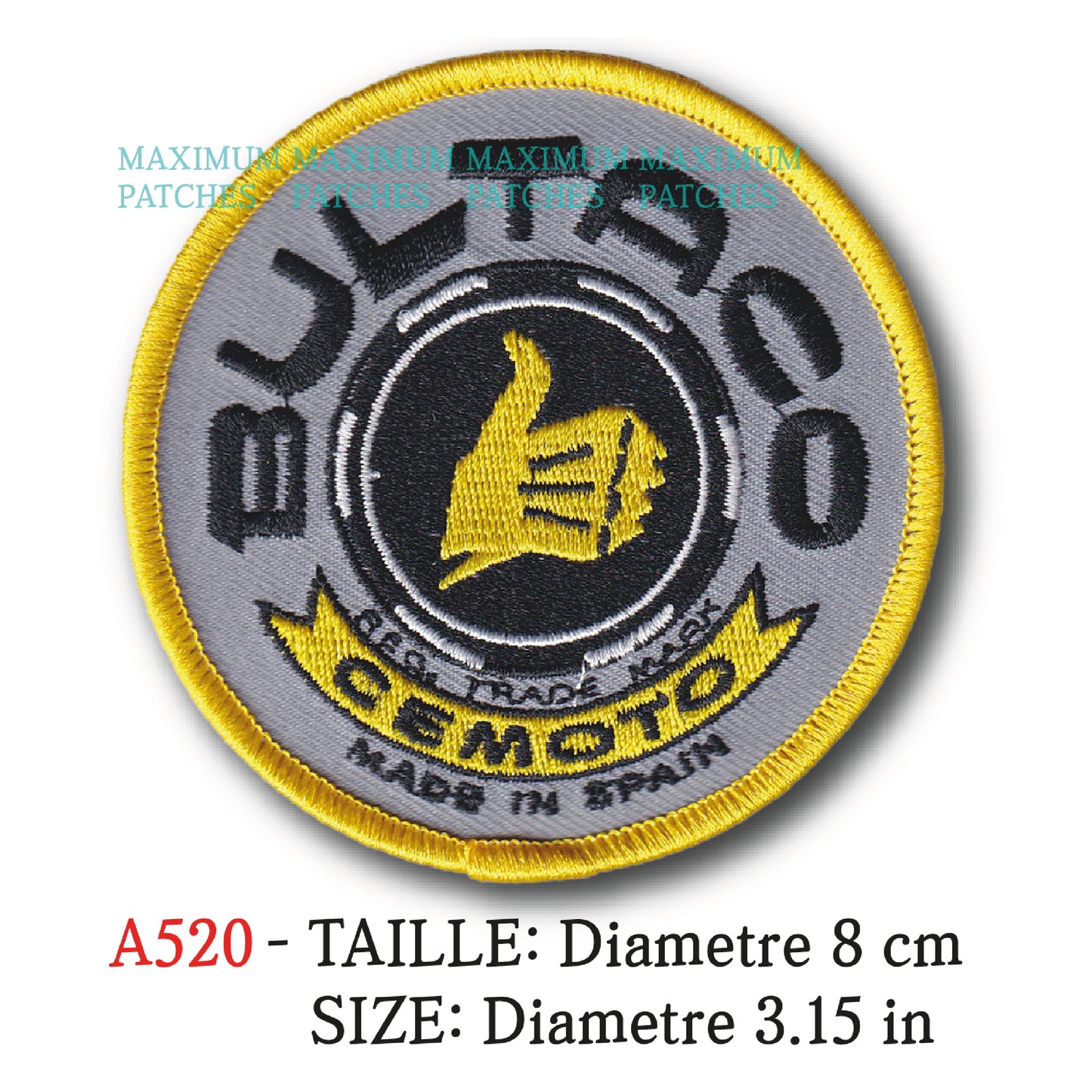 MAXIMUMPATCHES - Diamètre 8 cm - Ecusson Patch Brodé Thermocollant - Moto Espagne Marque Logo Publicité Ancienne Bultaco
