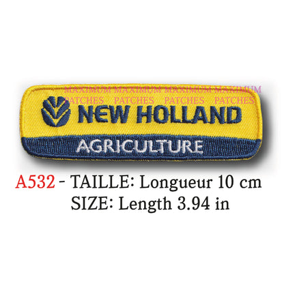 MAXIMUMPATCHES - Longueur 10 cm - Ecusson Patch Brodé Thermocollant - Tracteur Moissonneuse Materiel Machine Agricole Marque Logo New Holland