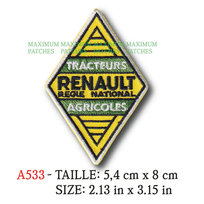 MAXIMUMPATCHES - 5,4 cm x 8 cm - Ecusson Patch Brodé Thermocollant - Tracteur Motoculture Machine Engin Agricole Publicité Ancienne Rétro Vintage