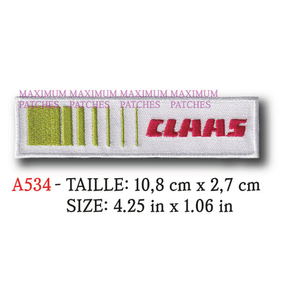 MAXIMUMPATCHES - 10,8 cm x 2,7 cm - Ecusson Patch Brodé Thermocollant - Tracteur Moissonneuse Engin Materiel Agricole Marque Logo