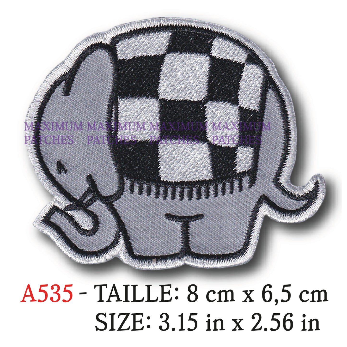 MAXIMUMPATCHES - 8 cm x 6,5 cm - Ecusson Patch Brodé Thermocollant - Moto Italie Elephant Marque Logo Rétro Vintage