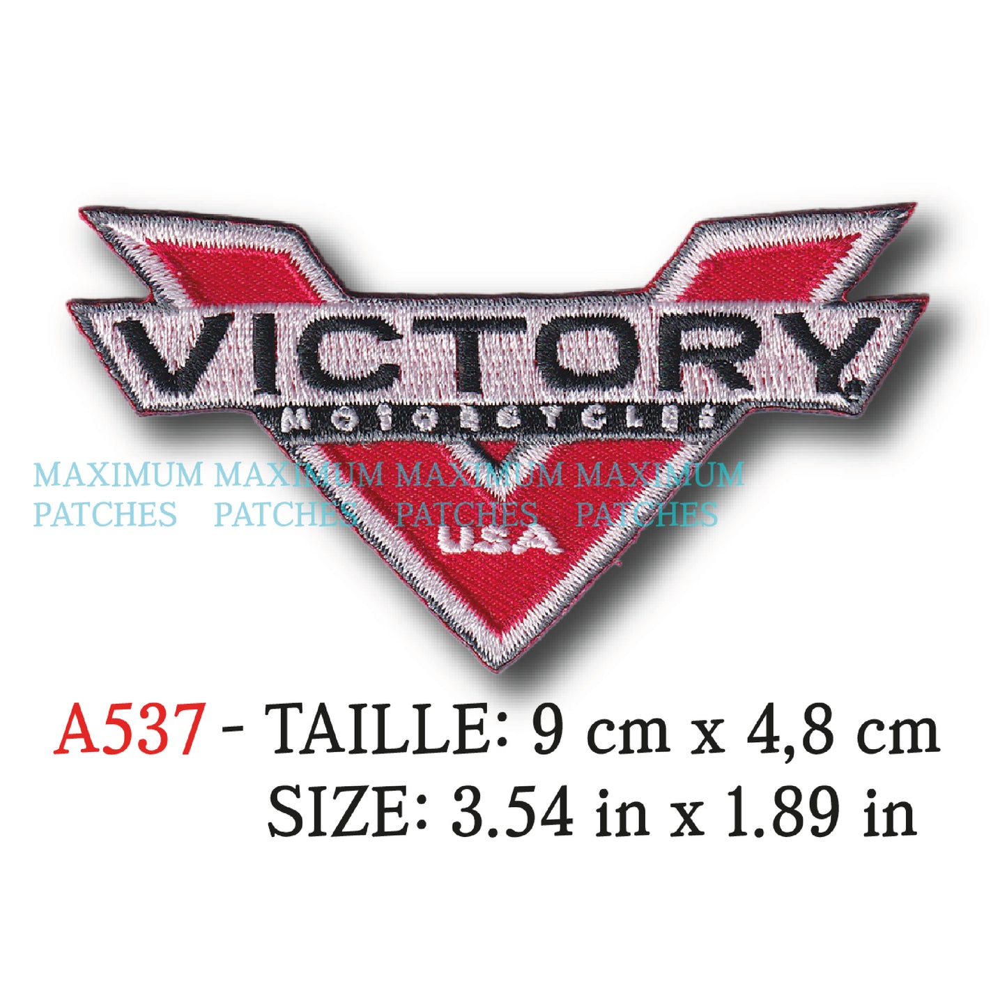 MAXIMUMPATCHES - 9 cm x 4,8 cm - Ecusson Patch Brodé Thermocollant - Moto Usa Marque Logo Publicité Rétro Vintage