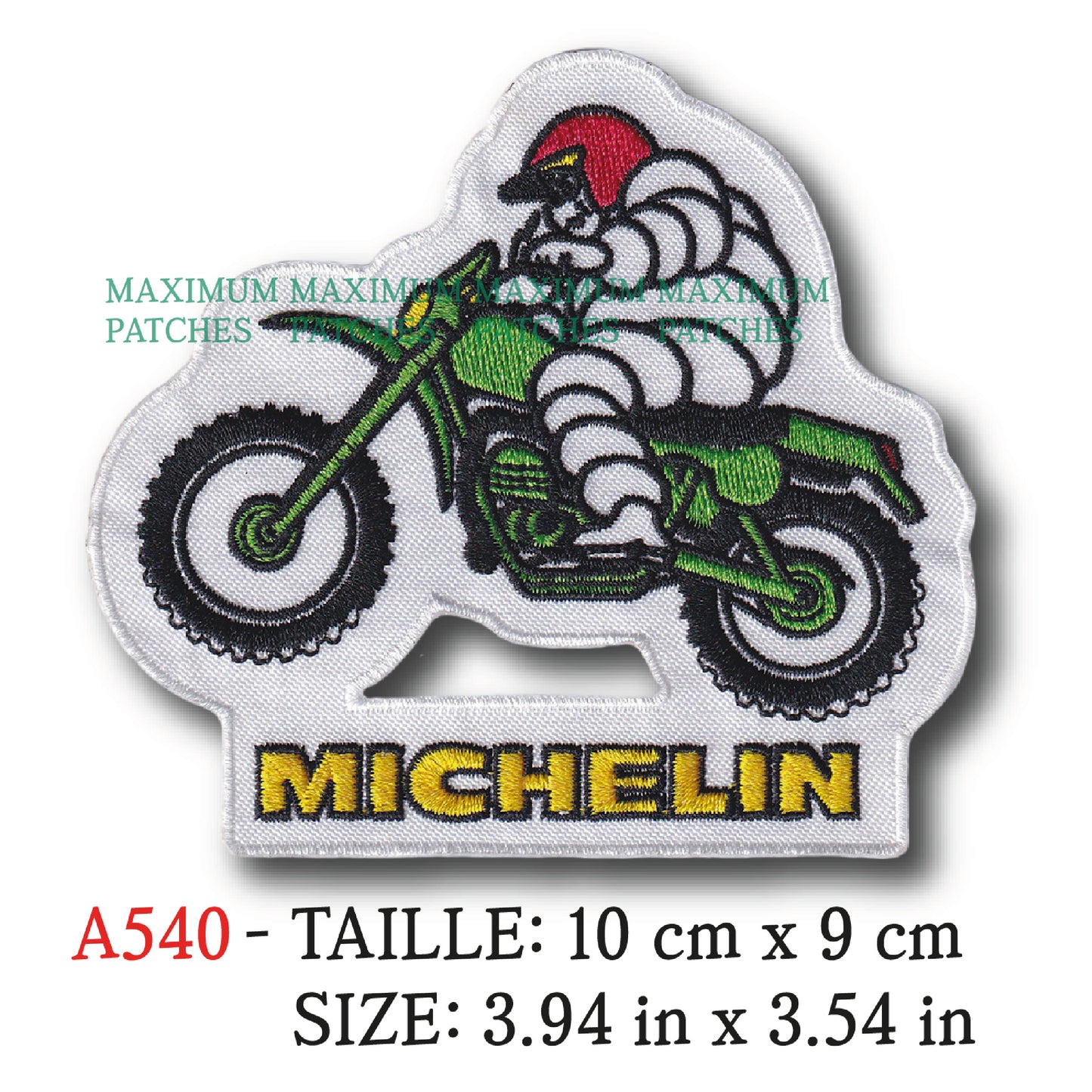 MAXIMUMPATCHES - 10 cm x 9 cm - Ecusson Patch Brodé Thermocollant - Pneu Pneumatique Moto Trial Cross Tout Terrain Michelin