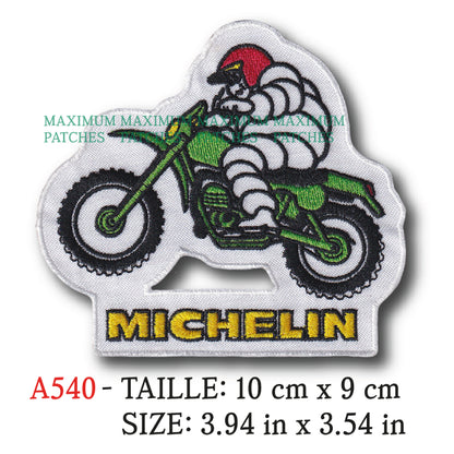 MAXIMUMPATCHES - 10 cm x 9 cm - Ecusson Patch Brodé Thermocollant - Pneu Pneumatique Moto Trial Cross Tout Terrain Michelin