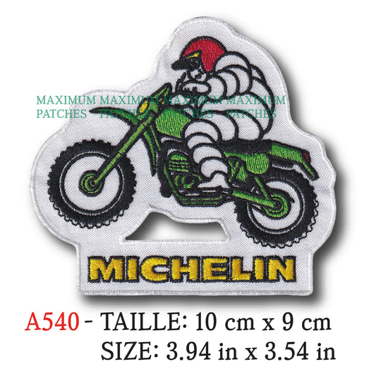 MAXIMUMPATCHES - 10 cm x 9 cm - Ecusson Patch Brodé Thermocollant - Pneu Pneumatique Moto Trial Cross Tout Terrain Michelin