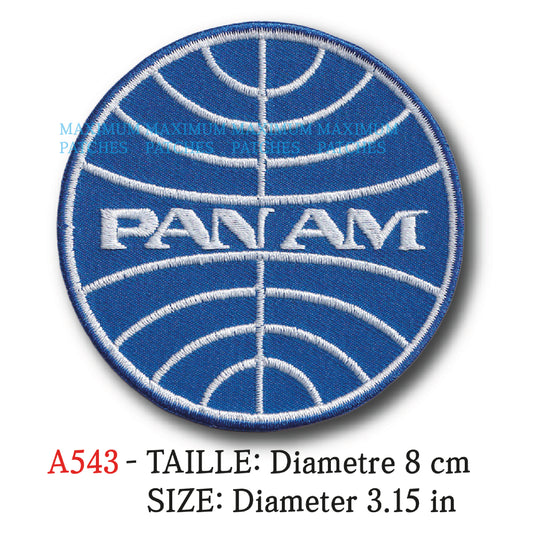 MAXIMUMPATCHES - Diametre 8 cm - Ecusson Patch Brodé Thermocollant - Compagnie Aérienne Vintage Rétro Avion Aviation Marque Logo Publicité Ancienne Pan Am