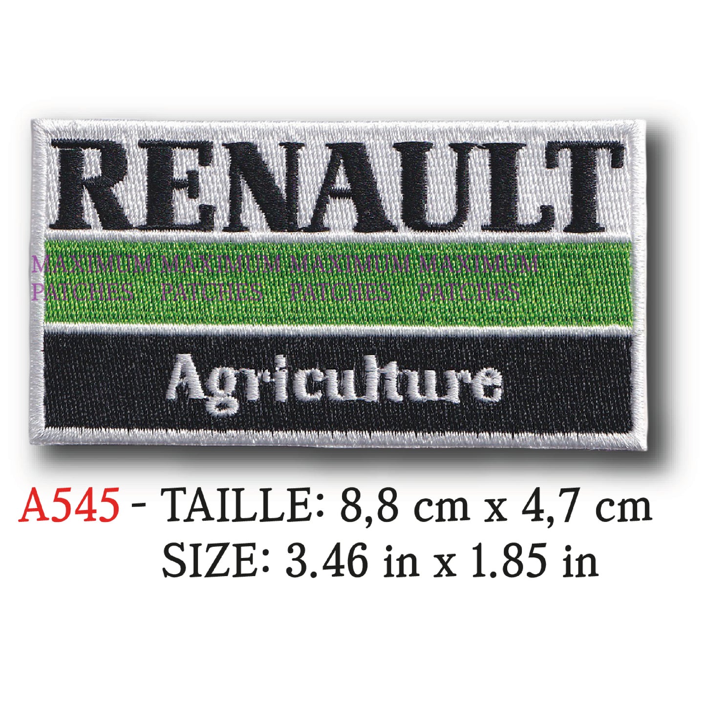 MAXIMUMPATCHES - Ecusson Patch Brodé Thermocollant - 8,8 cm x 4,7 cm - Tracteur France Agricole Machine Rétro Vintage