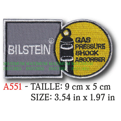 MAXIMUMPATCHES - 9 cm x 5 cm - Ecusson Patch Brodé Thermocollant - Amortisseur Suspension Automobile Moto Publicité Rétro Vintage
