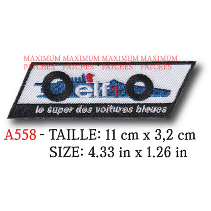 MAXIMUMPATCHES - 11 cm x 3,2 cm - Ecusson Patch Brodé Thermocollant - Automobile Formule 1 Course Huile Lubrifiant France Compétition Publicité Ancienne Rétro Vintage Elf