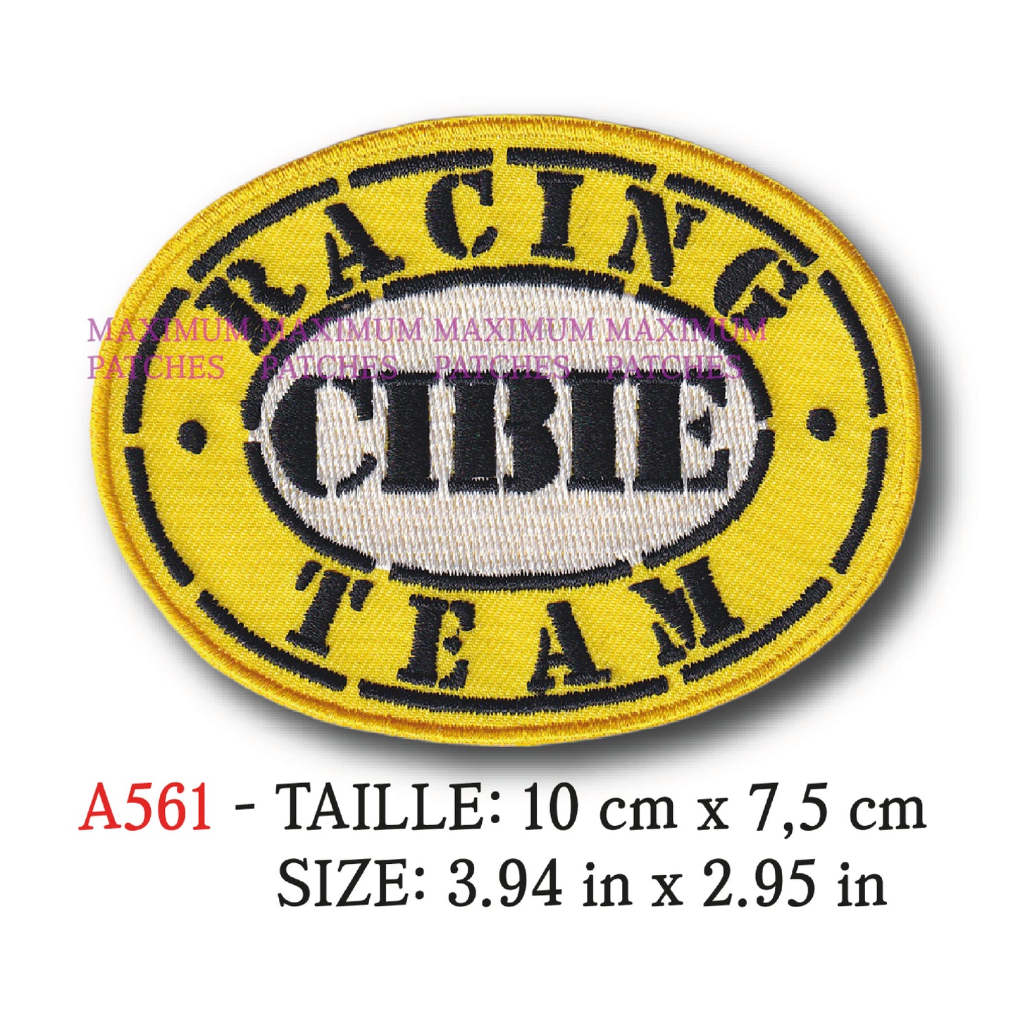 MAXIMUMPATCHES - 10 cm x 7,5 cm - Ecusson Patch Brodé Thermocollant - Pièce Automobile Ancienne Moto Phare ampoule Marque Logo Rétro Vintage Cibié