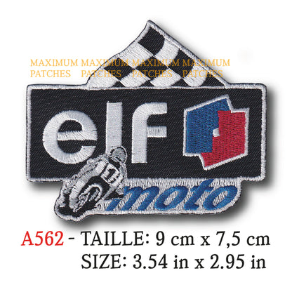 MAXIMUMPATCHES - 9 cm x 7,5 cm - Ecusson Patch Brodé Thermocollant - Moto Lubrifiant Huile Additif Marque Logo Rétro Vintage France Elf