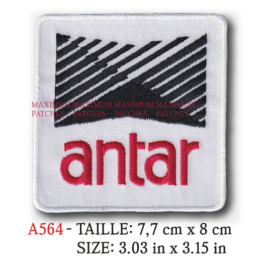 MAXIMUMPATCHES - 7,7 cm x 8 cm - Ecusson Patch Brodé Thermocollant - Huile Lubrifiant Additif France Moto Automobile Rétro Vintage Publicité Ancienne Antar