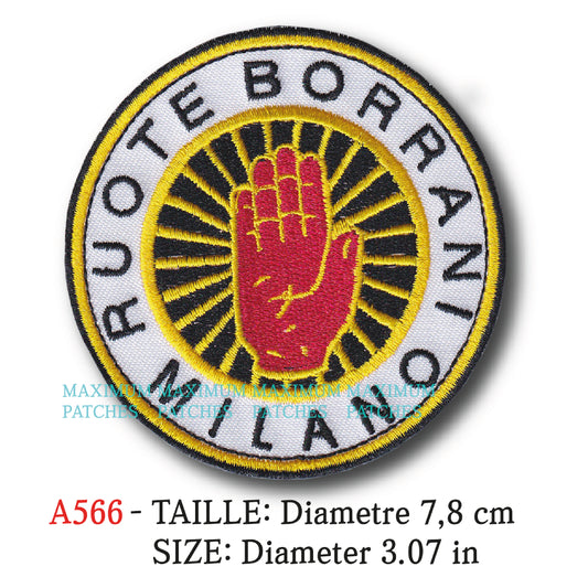 MAXIMUMPATCHES - Diametre 7,8 cm - Ecusson Patch Brodé Thermocollant - Automobile Jante Italie Borrani