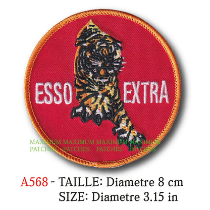 MAXIMUMPATCHES - Ecusson Patch Brodé Thermocollant - Diametre 8 cm - Garage Automobile Moto Huile Course Esso