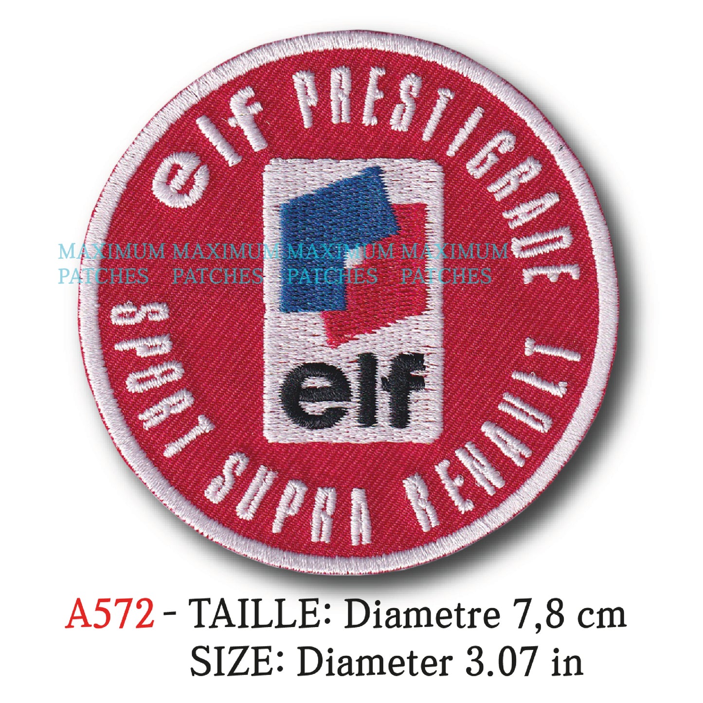 MAXIMUMPATCHES - Diametre 7,8 cm - Ecusson Patch Brodé Thermocollant - Automobile France Marque Logo Rétro Vintage Elf