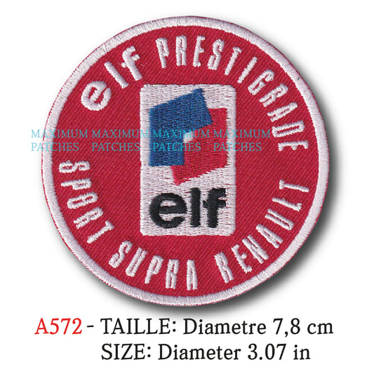 MAXIMUMPATCHES - Diametre 7,8 cm - Ecusson Patch Brodé Thermocollant - Automobile France Marque Logo Rétro Vintage Elf