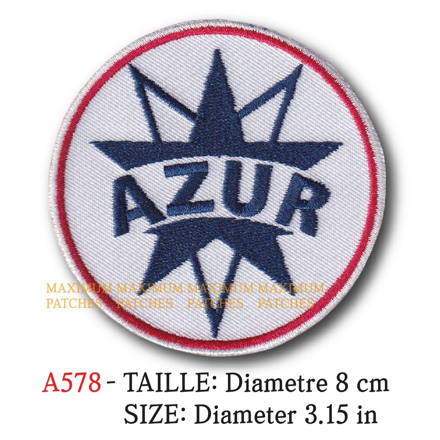 MAXIMUMPATCHES - Diametre 8 cm - Ecusson Patch Brodé Thermocollant - Automobile Garage Vintage Rétro Azur