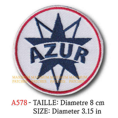 MAXIMUMPATCHES - Diametre 8 cm - Ecusson Patch Brodé Thermocollant - Automobile Garage Vintage Rétro Azur