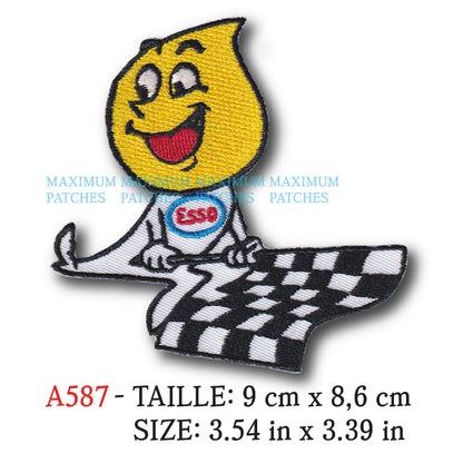 MAXIMUMPATCHES - 9 cm x 8,6 cm - Ecusson Patch Brodé Thermocollant - Garage Race Goutte Huile Hot-Rod Rétro Vintage