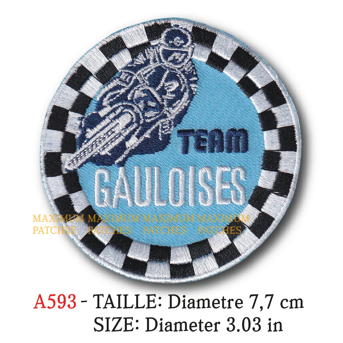 MAXIMUMPATCHES - Diametre 7,7 cm - Ecusson Patch Brodé Thermocollant - Moto France Team Gauloises
