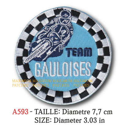 MAXIMUMPATCHES - Diametre 7,7 cm - Ecusson Patch Brodé Thermocollant - Moto France Team Gauloises