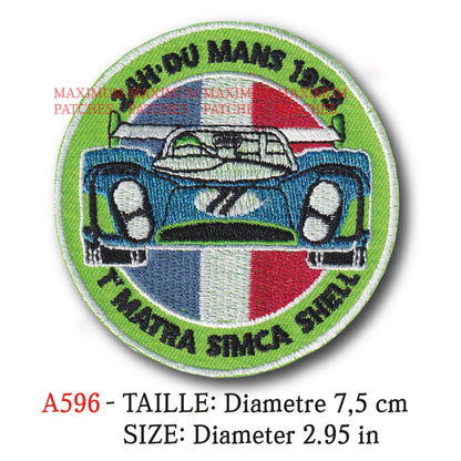 MAXIMUMPATCHES - Ecusson Patch Brodé Thermocollant - Diamètre 7,5 cm - Automobile France Marque Logo Rétro Vintage Matra Simca