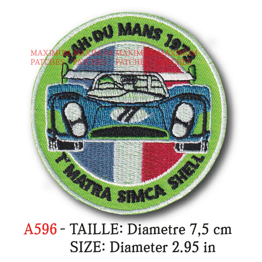 MAXIMUMPATCHES - Ecusson Patch Brodé Thermocollant - Diamètre 7,5 cm - Automobile France Marque Logo Rétro Vintage Matra Simca