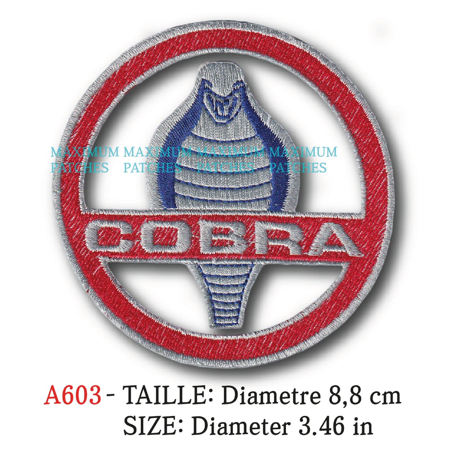 MAXIMUMPATCHES - Ecusson Patch Brodé Thermocollant - Diametre 8,8 cm - Automobile Usa Marque Logo Rétro Vintage