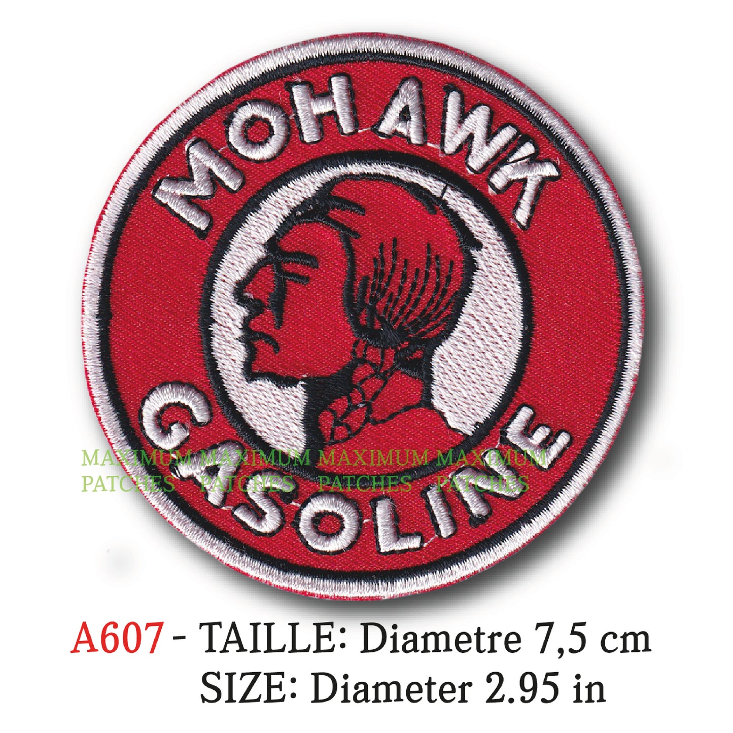 MAXIMUMPATCHES - Ecusson Patch Brodé Thermocollant - Diametre 7,5 cm - Gasoline Rétro Vintage