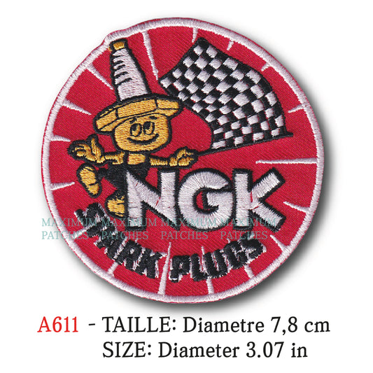 MAXIMUMPATCHES - Ecusson Patch Brodé Thermocollant - Diametre 7,8 cm - Automobile Bougie Marque Logo Rétro Vintage