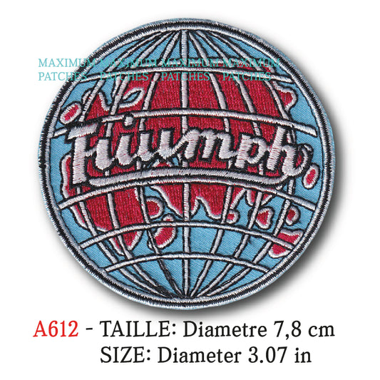 MAXIMUMPATCHES - Ecusson Patch Brodé Thermocollant - Diamètre 7,8 cm - Automobile Moto Anglais Marque Logo Rétro Vintage Triumph