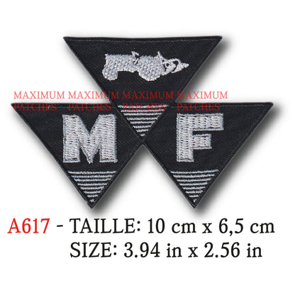 MAXIMUMPATCHES - Ecusson Patch Brodé Thermocollant - 10 cm x 6,5 cm - Tracteur Usa Machine Engin Agricole Rétro Vintage Massey Ferguson