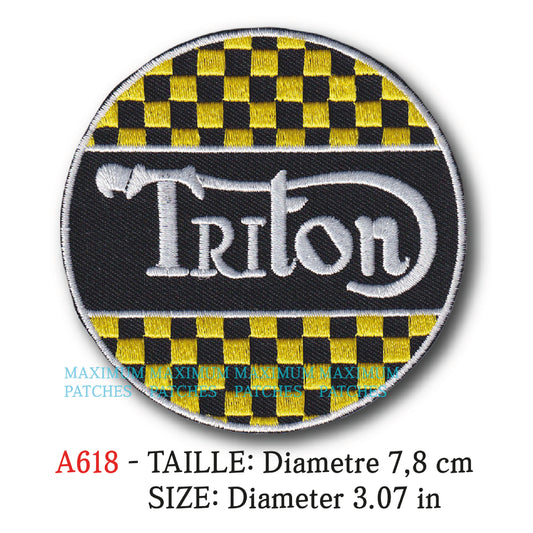 MAXIMUMPATCHES - Ecusson Patch Brodé Thermocollant - Diametre 7,8 cm - Moto Anglais Marque Logo Rétro Vintage