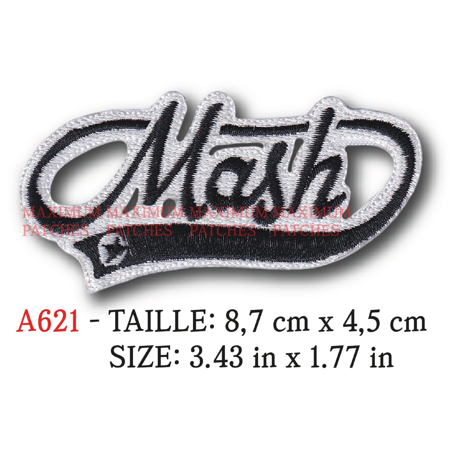 MAXIMUMPATCHES - Ecusson Patch Brodé Thermocollant - 8,7 cm x 4,5 cm - Moto Marque Logo Rétro Vintage Mash
