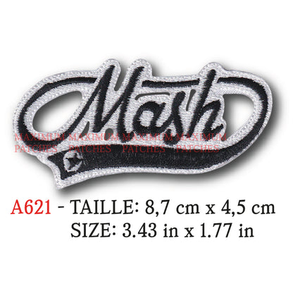 MAXIMUMPATCHES - Ecusson Patch Brodé Thermocollant - 8,7 cm x 4,5 cm - Moto Marque Logo Rétro Vintage Mash
