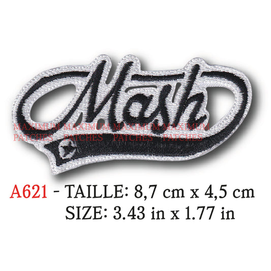 MAXIMUMPATCHES - Ecusson Patch Brodé Thermocollant - 8,7 cm x 4,5 cm - Moto Marque Logo Rétro Vintage Mash