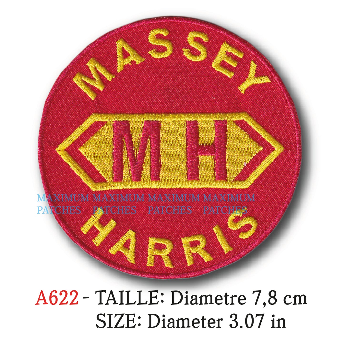 MAXIMUMPATCHES - Ecusson Patch Brodé Thermocollant - Diamètre 7,8 cm - Tracteur Usa Marque Logo Rétro Vintage