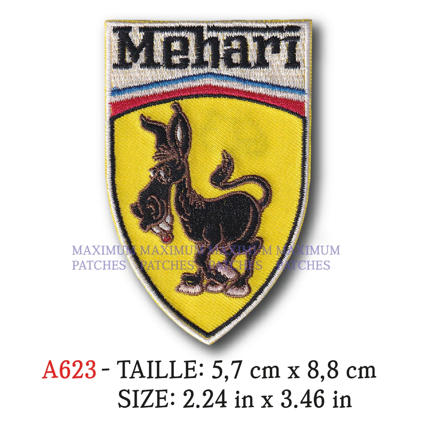 MAXIMUMPATCHES - Ecusson Patch Brodé Thermocollant - 5,7 cm x 8,8 cm - Méhari Voiture Automobile