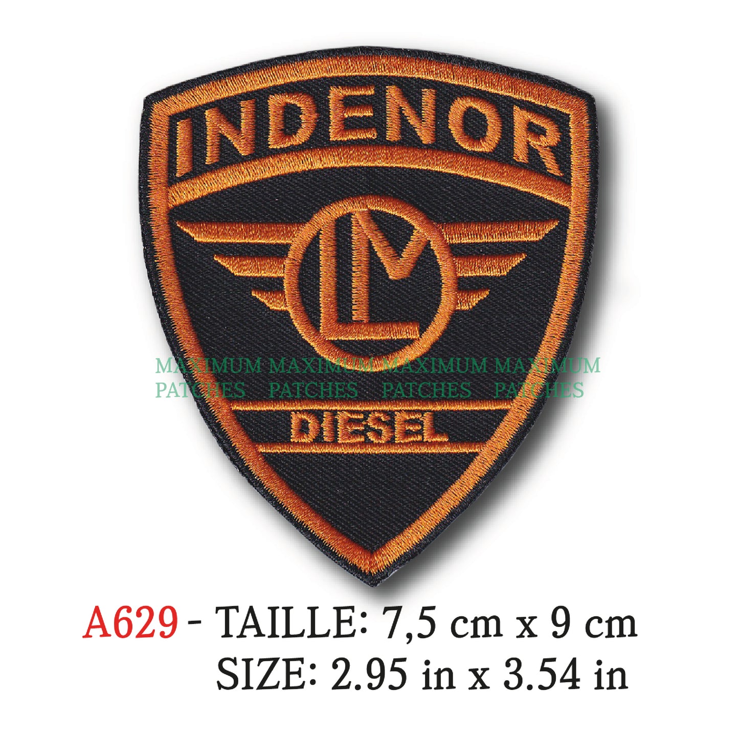 MAXIMUMPATCHES - Ecusson Patch Brodé Thermocollant - 7,5 cm x 9 cm - Automobile France Marque Logo Rétro Vintage Indénor